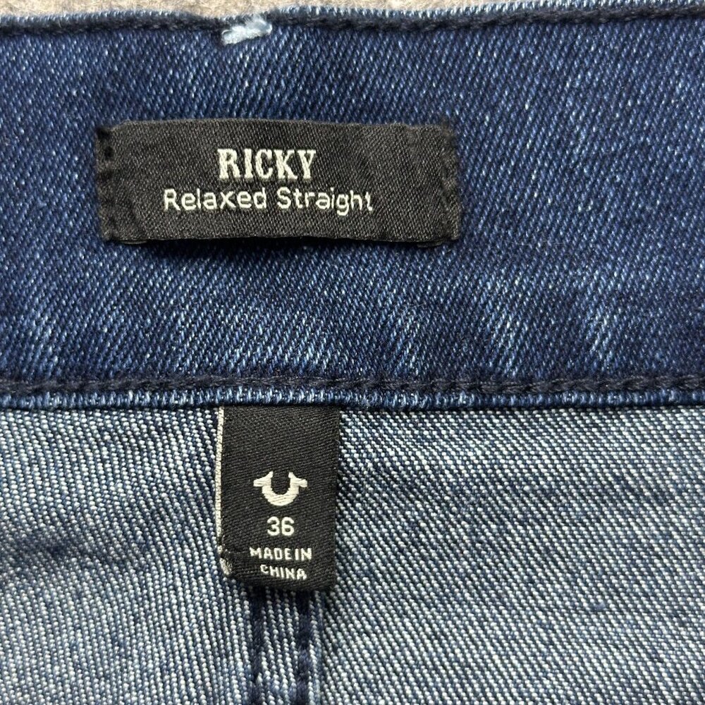 True Religion Denim Shorts Men 36 Blue Ricky Relaxed Straight 12" Jean Bermuda - Picture 8 of 16